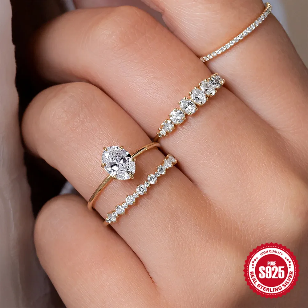 

AIDE 925 Sterling Silver Geometric Personality Glossy Round Ring For Women Classic Luxury Wedding Fine Jewelry