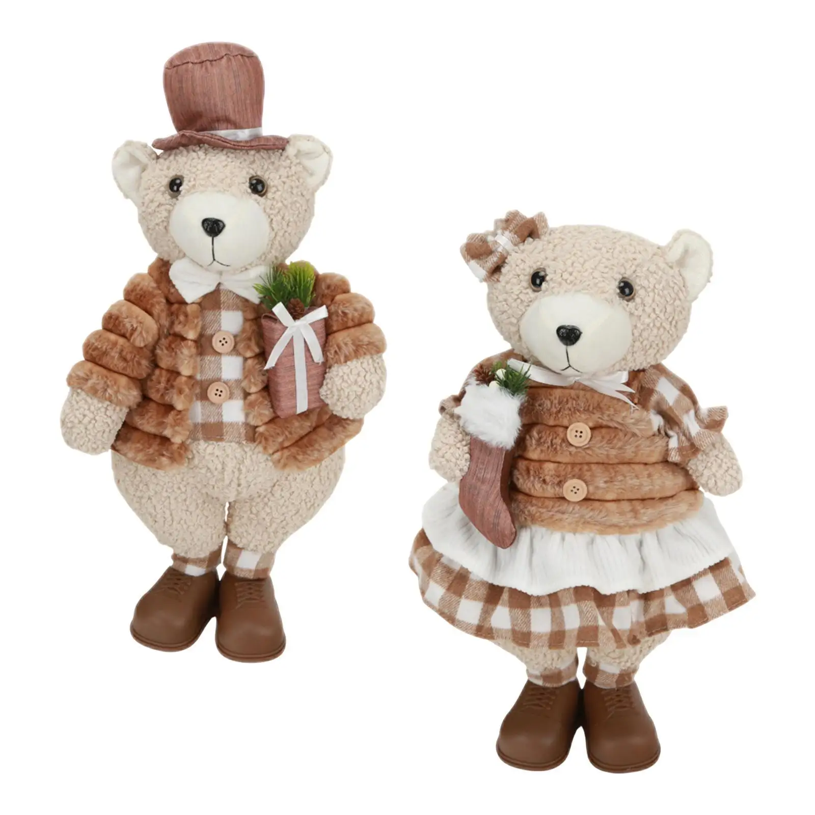 Standing Bear Figurine Bear Christmas Doll Christmas Gift Lovely Standing Christmas Ornament for New Year Party Window Office