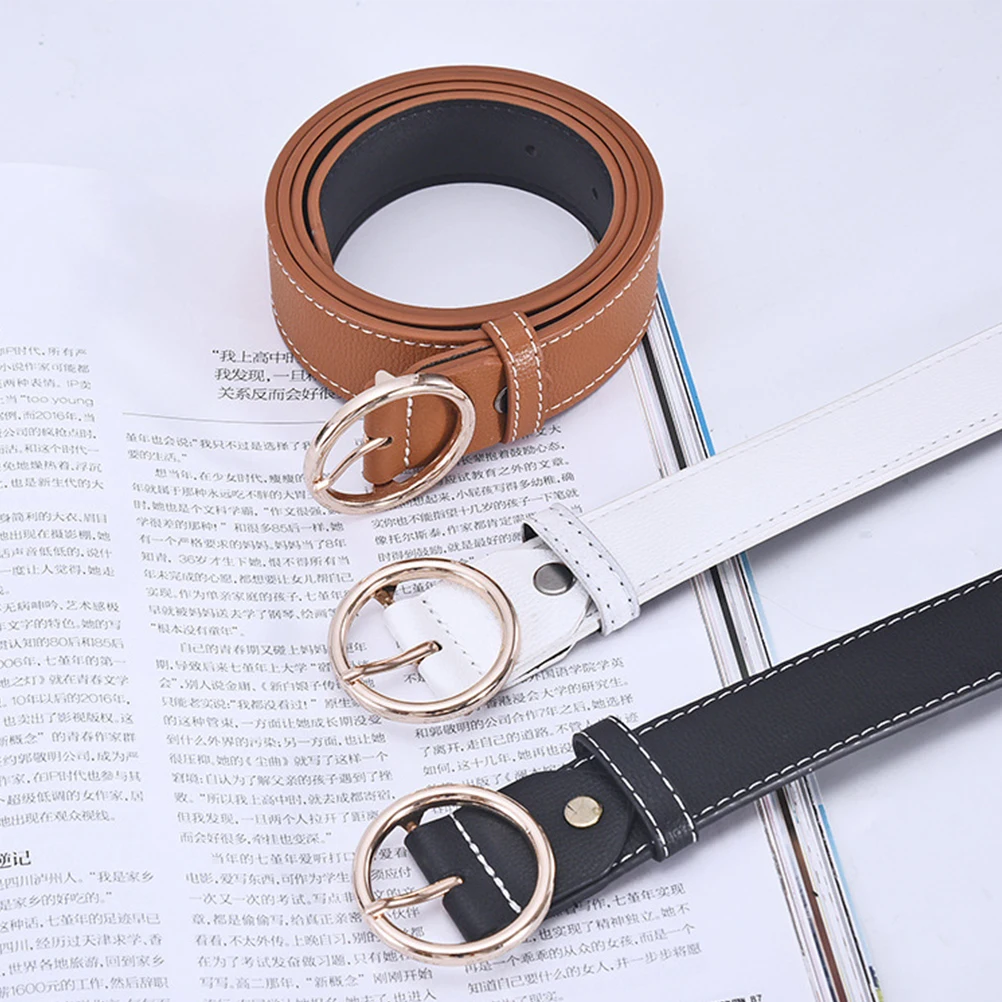 

Fashion Women Adjustable For Jeans Waist Belt For Jeans Women Waist Belt Pants Dresses Round Buckle White 95Cm