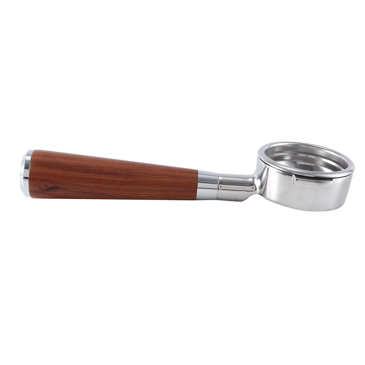 A58E-58mm Double Ear Coffee Machine Filter Holder E61 Bottomless Portafilter with Wooden Handle Style F