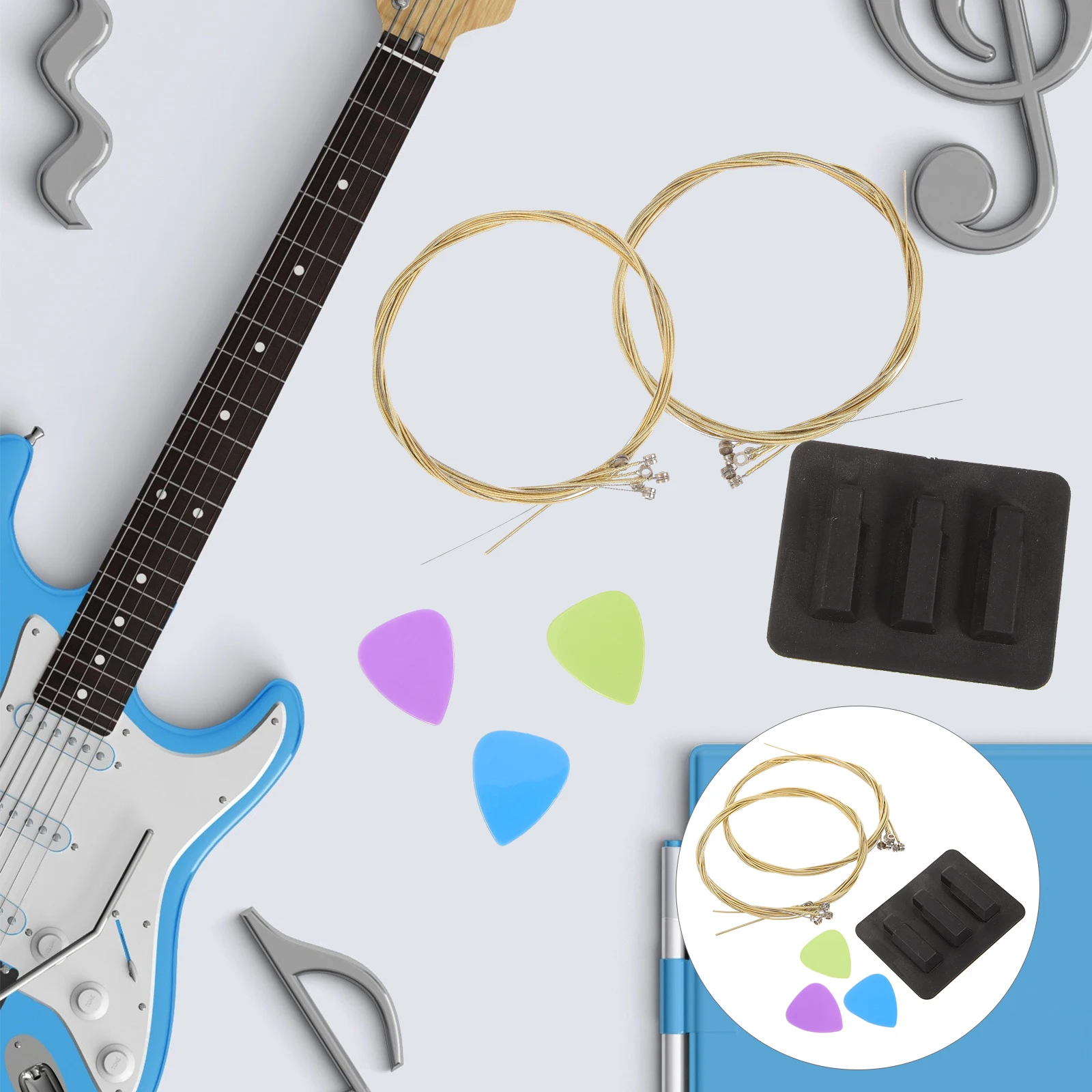 

1 Set Maintain Tools Guitar Care Supplies Wool Picks Strings Mute Luthier Repairing Kit Accessories Professional Durable Tuning