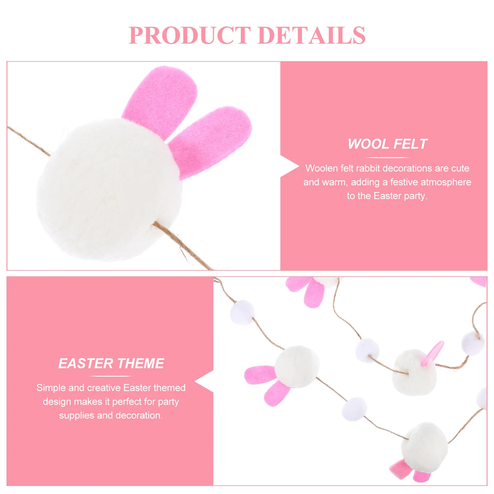 

Rabbit Hanging Banner Wool Felt Easter Decoration Party Home Indoor Outdoor Festival Bunting Garland Pendant Decor Supply