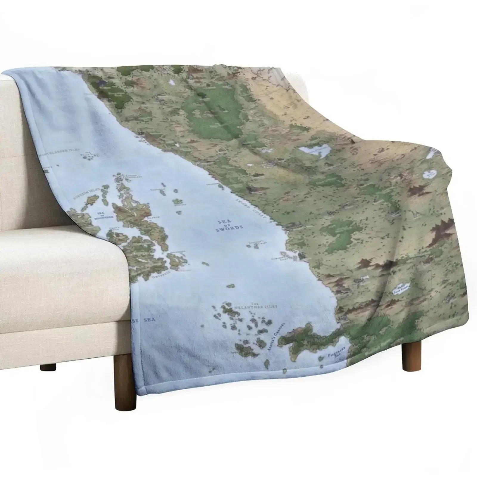 West Faer?n. Forgotten Realms detailed map Throw Blanket Vintage Sofas Fashion Sofas Flannels Blankets