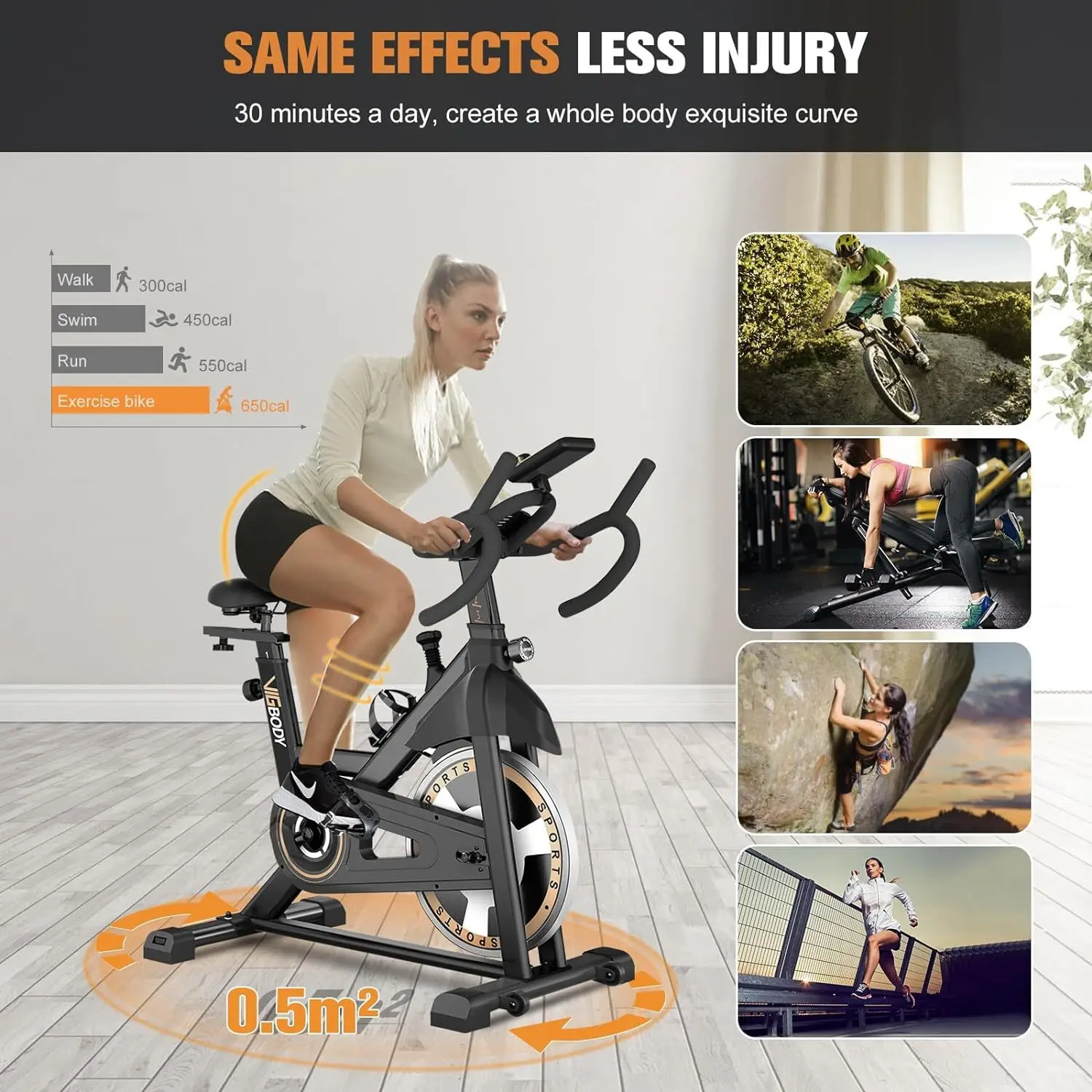 Stationary Exercise Bike Indoor Cycling Bike for Cardio Workout, with Comfortable Seat Cushion, LCD Monitor