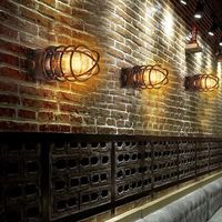Vintage wrought iron cage wall sconce Industrial retro wall lamp dock light bedroom hotel corridor restaurant bar loft light