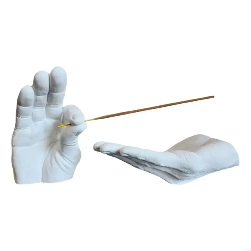 Quemadores incienso decorativos en forma mano G99A con recogedores cenizas, soporte inciensos resina hecho a mano
