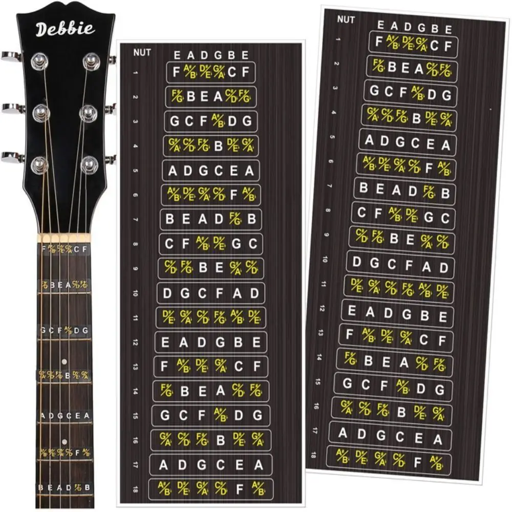 Portable Guitar Fretboard Note Sticker Lightweighting Sense Learning Guitar Scales Stickers Musical Tone