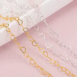 5Meters 1Meter 3mm Love Heart Chain Copper Links for DIY Jewelry Making Necklace Bracelet Silver Gold Color Chain Findings