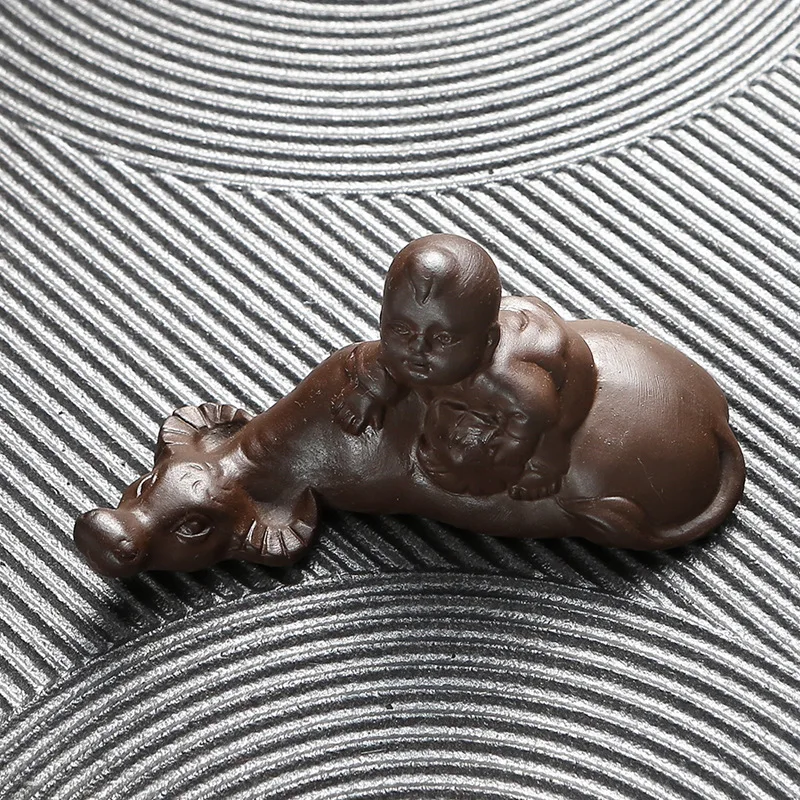 Purple Sand Tea Pet Bull Tea Play Lucky Ornament Boutique Handmade Sculpture Tea Tray Tea Props Can Be Raised