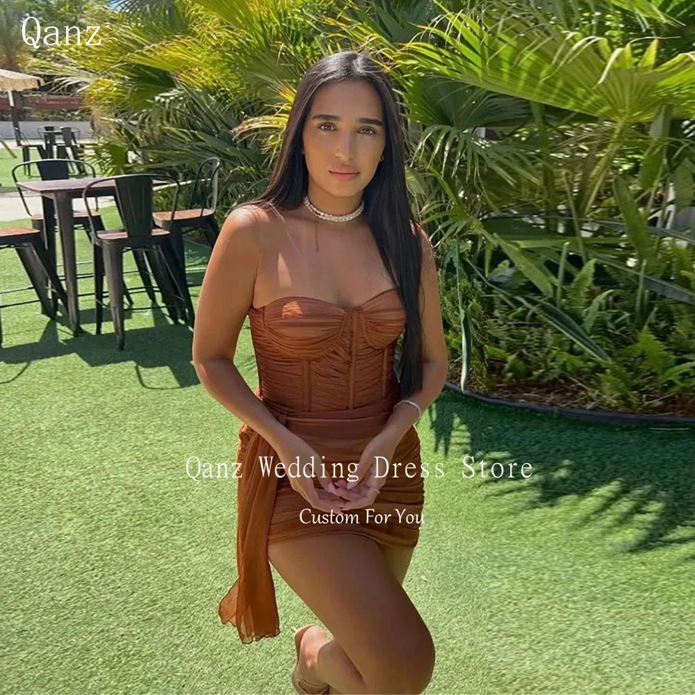 

Qanz Sexy Mini Prom Dresses Chiffon Above Knee Corset Back Dress Women Elegant Party Vestidos Para Eventos Especiales Customized