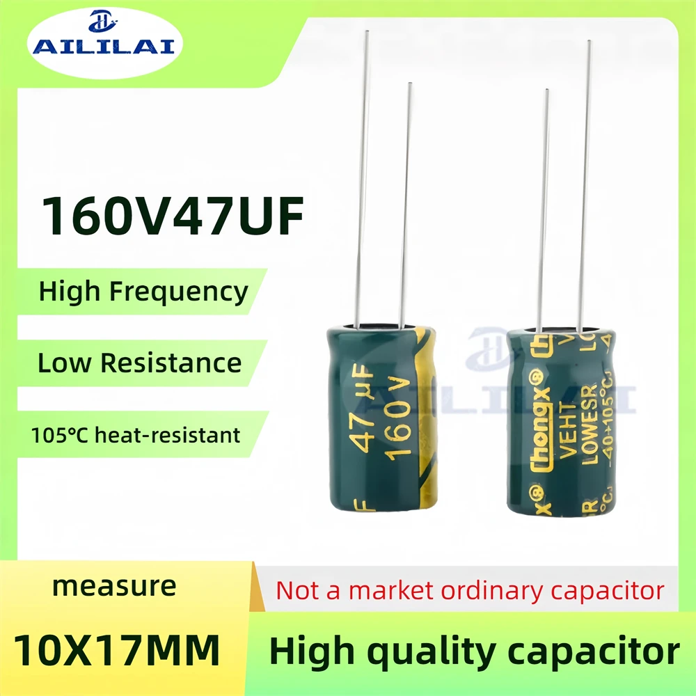 오리지널 저 ESR 임피던스 고주파 알루미늄 전해 캐패시터, 160V47uf, 10x17mm 크기, 10 개, 160V, 47UF