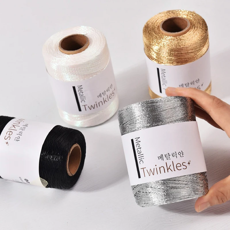 **1 Roll, Metallic Twinkle Yarn - 1mm Thick, Polyester & Rayon Blend, Ideal For DIY Crafts, Crochet, Lace, And Home Decor