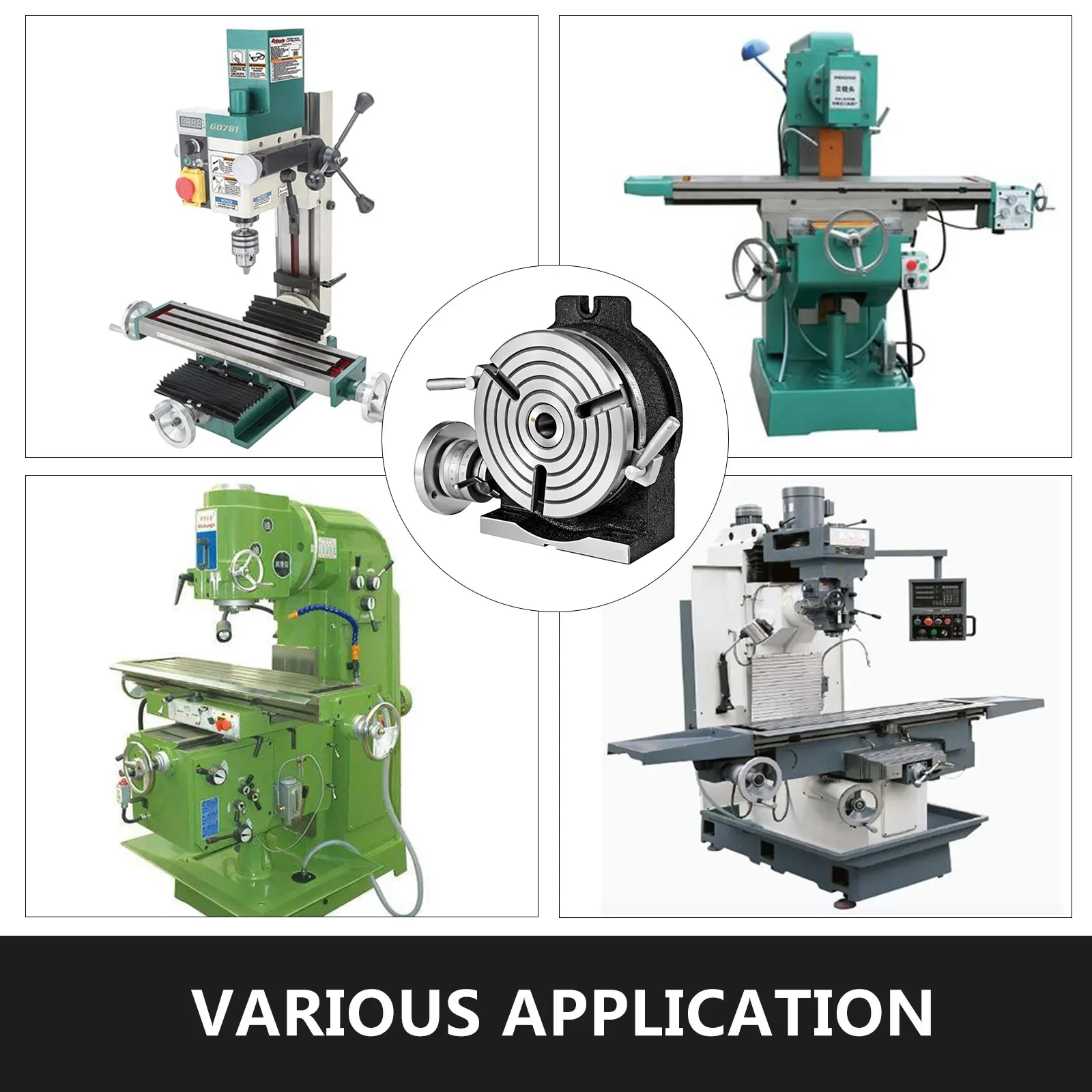 SIHAO Rotary Table 8In/200 MM  Horizontal Vertical HV8 3MT Milling Drilling Machine 3/ 4-Slot for Milling 360° Precision Working