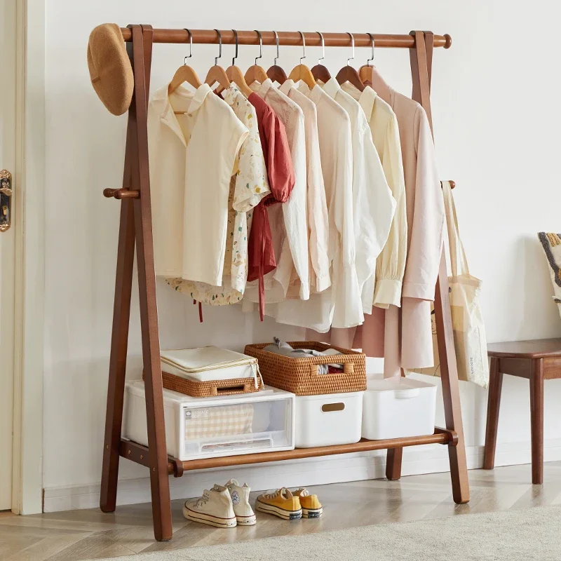 Solid Wood Clothes Rack, Household Floor To Floor Clothes Rack Pole, Bedroom Room Hanging Clothes Rack, Indoor Simple
