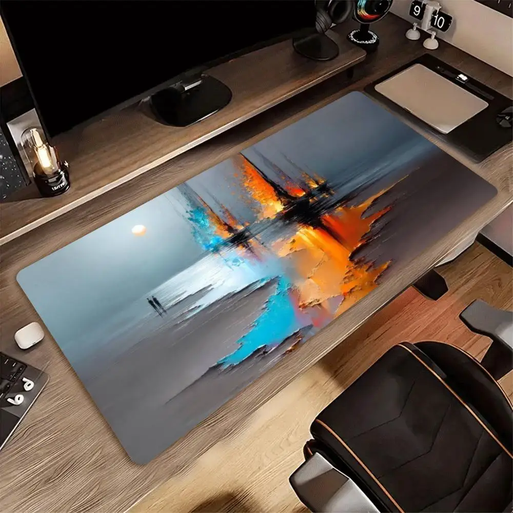 Large XXL Gaming Mouse Pad Ocean Sailboat Art Deskmat Non‑Slip Rubber Keyboard Mats Sea Sunset Fisherman Bottle Ship Mousepads