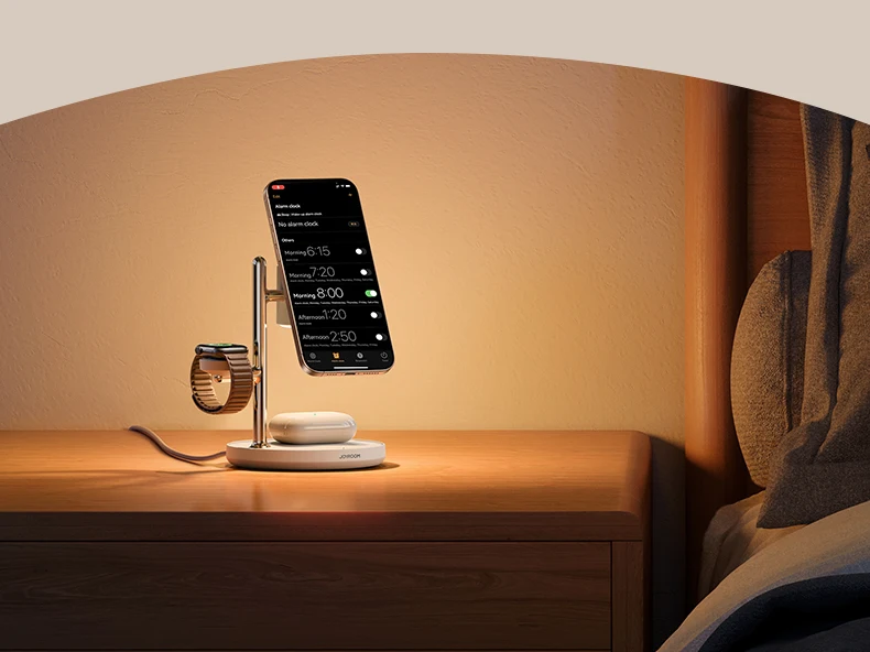 Joyroom 4-in-1 Qi2 Fast 15W Wireless Charger Magnetic Charging Station For iPhone 16-12 Series For iWatch For AirPods 4/3/2/Pro