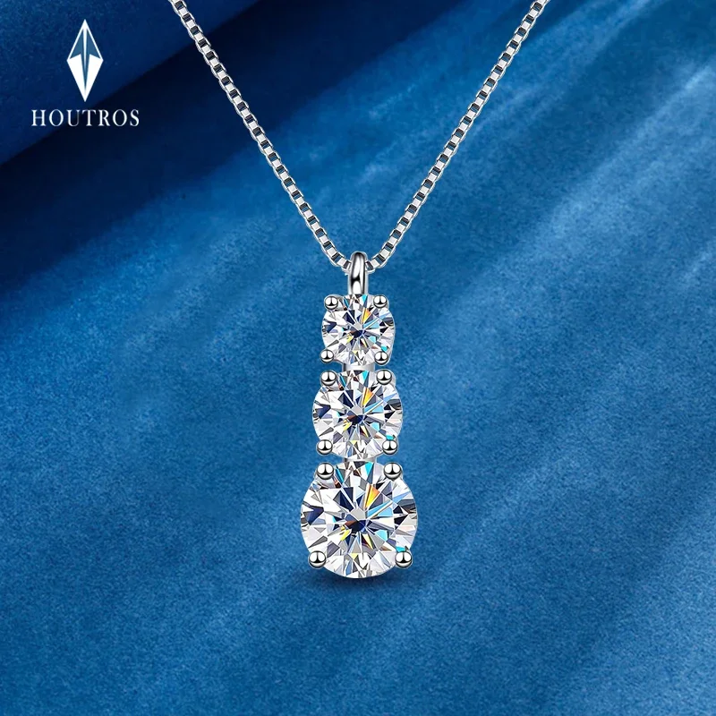 

D VVS1 Moissanite Pendant Necklace for Woman 925 Sterling Silver Plated 18k White Gold Wedding Necklace with GRA Fine Jewelry