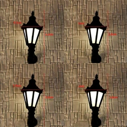 Mini Architectural Courtyard Wall Lamp Light Model Black Outdoor Lamp Dollhouse