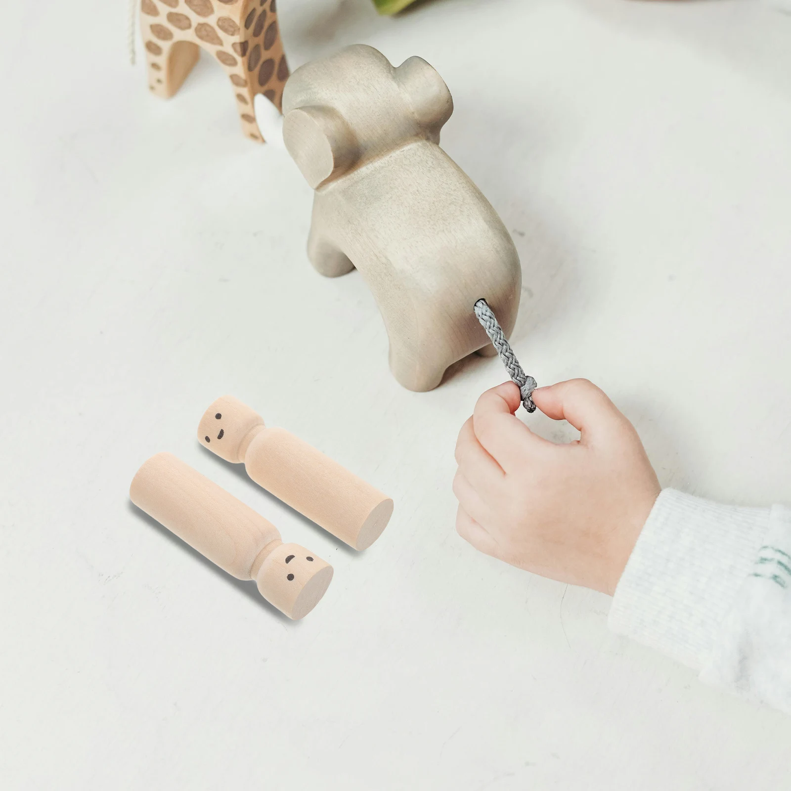 

10 Pcs Log Decorative Puppets Blank Family Figure Statuette Artists' Manikins Diy Wooden Peg Figures Hand-painted