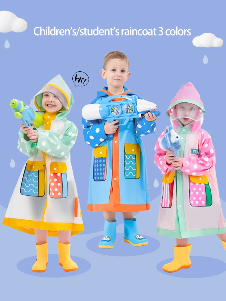 Stylish Kids Raincoat Children Raincoat,Reusable Rainwear,Full Body Waterproof with Bag Space and Pockets,Cute School Raincoat