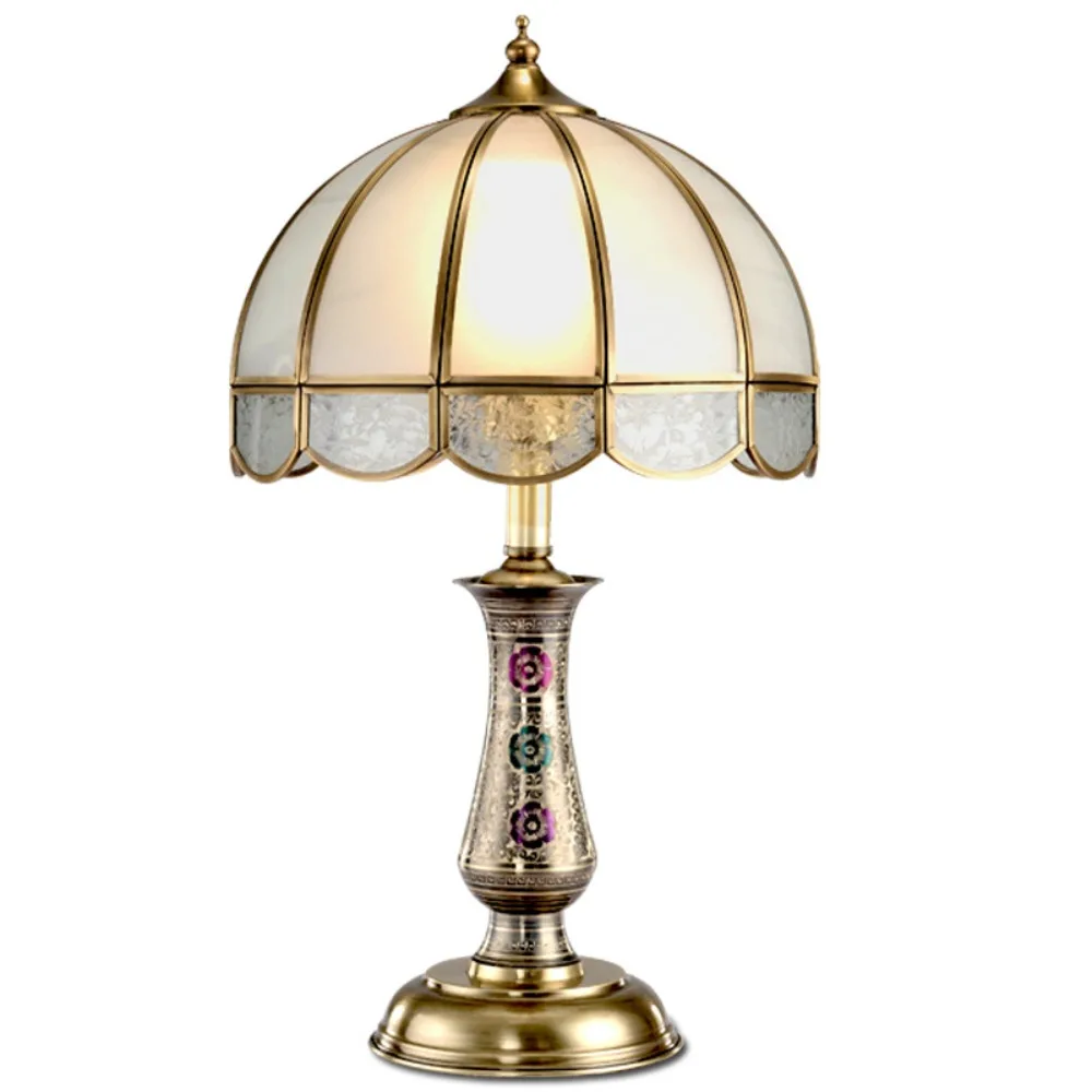 

Jimmy European Retro Full Copper Bedroom Bedside Lamp Creative Light Luxury Villa Living Room Study LED Home Wedding Lighting