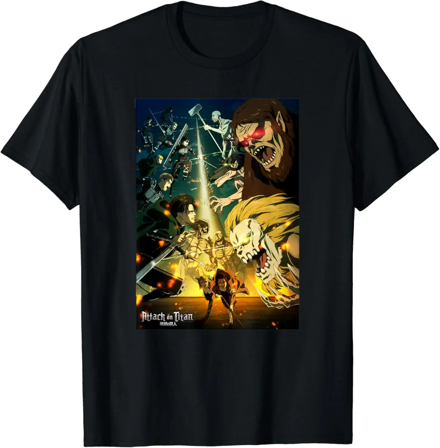 Attack on Titan Season 4 Final Season Poster T-Shirt Short Sleeve Tops Tees Cotton Print Tshirts