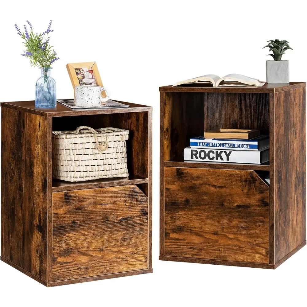 

Giantex Set of 2 Nightstands, End Table Bedside Table w/Storage Cabinet and Open Shelf, 2-Tier Modern File Cabinet, Sofa Couch S