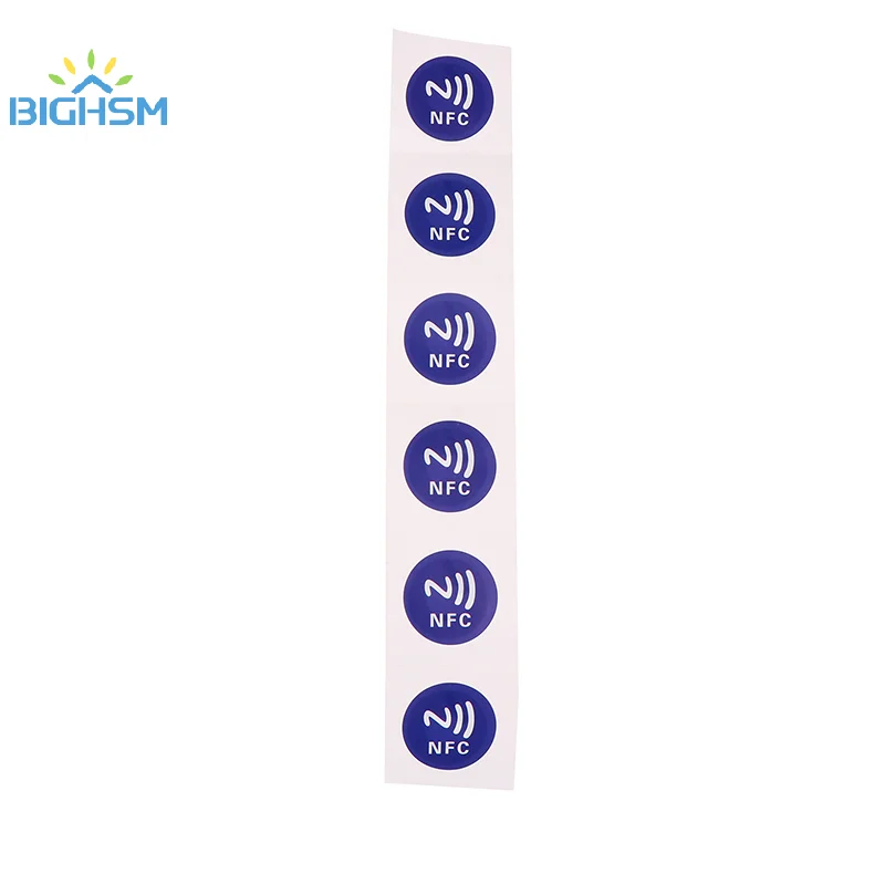 NFC電話用粘着ステッカー,青いラベル,RFID,iso14443a,ntag 213チップ,144バイト,13.56mhz,1枚あたり6個
