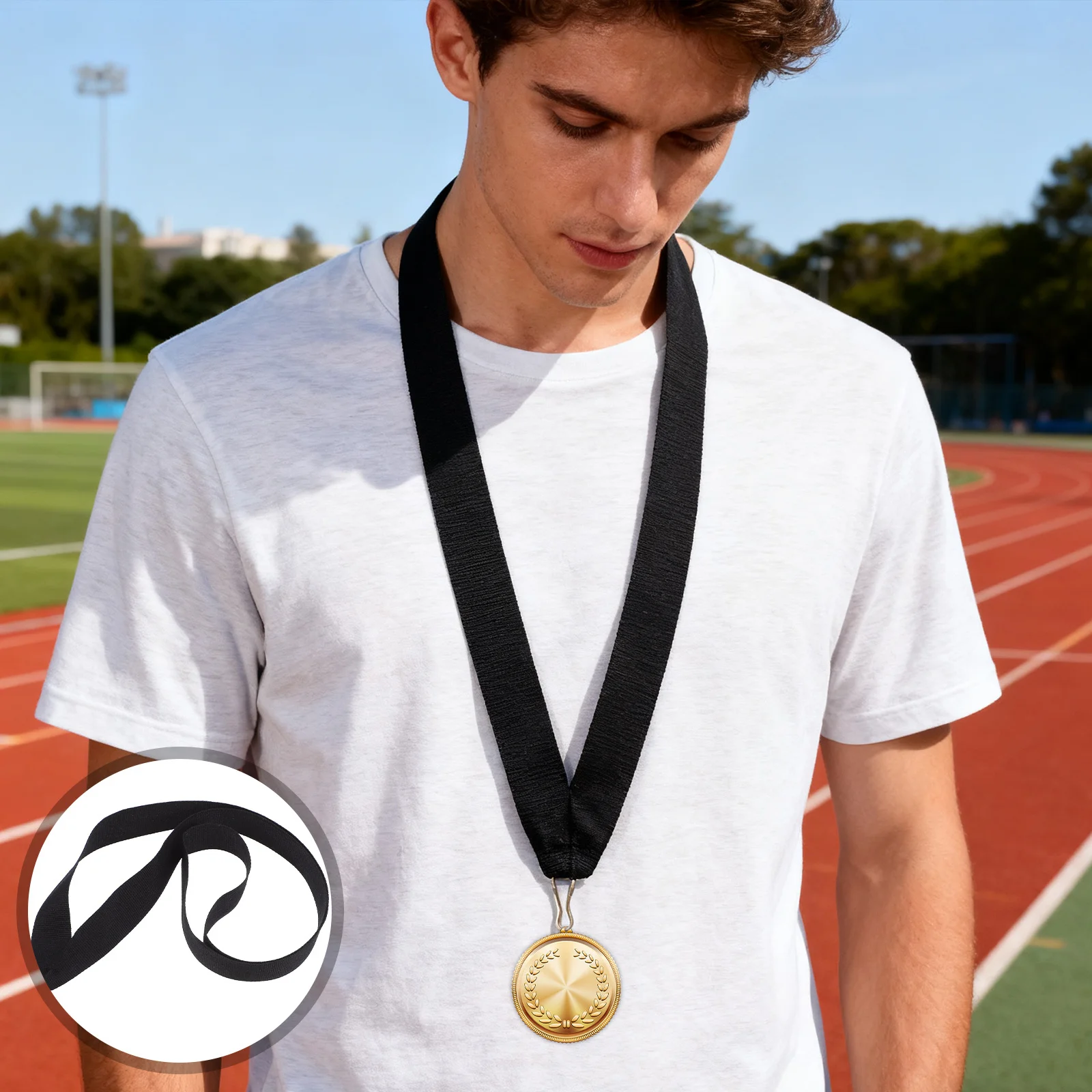 

30Pcs Medal Ribbons Award Lanyards Soft Polyester Neck Straps Sturdy Metal Clip for Sports Events Competition Student Id Badge