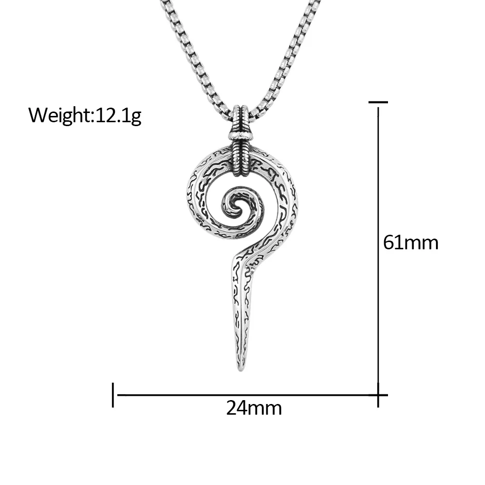 100pcs/lo men's stainless steel jewelry wholesale personalized trend titanium steel coil snake scepter necklace non fading totem