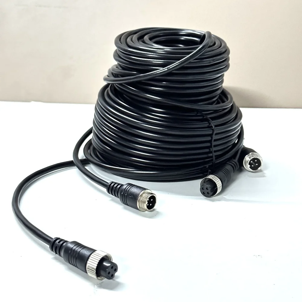 4 Pin การบินขยายสายวิดีโอ 3M 5M 10M 15M 20M 30M สําหรับรถบรรทุก Van Rv รถบรรทุกรถบัสการเชื่อมต่อกล้อง