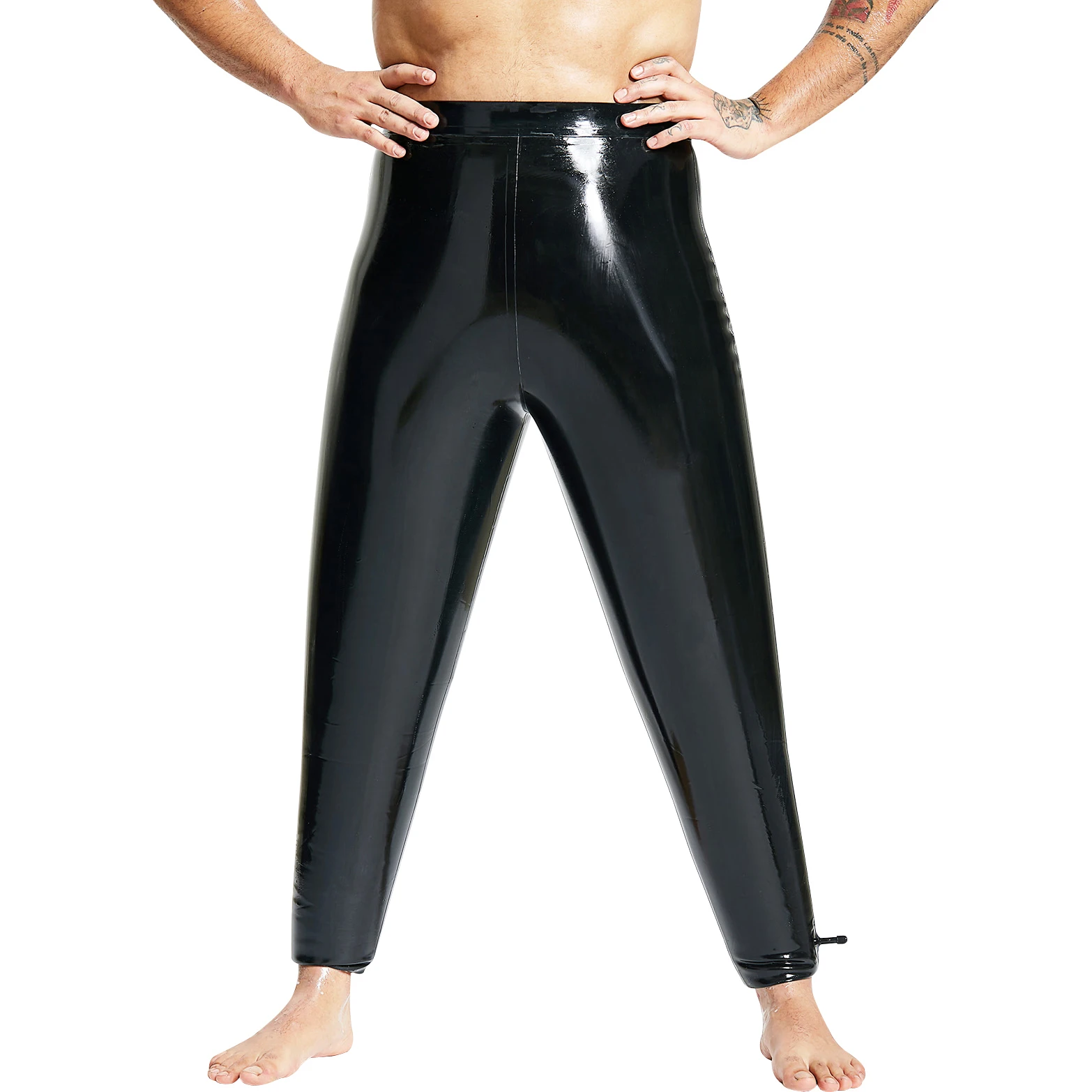 

Black Inflatable Sexy Latex Legging With Nozzles At Bottom Rubber Pants Trousers CK-0108