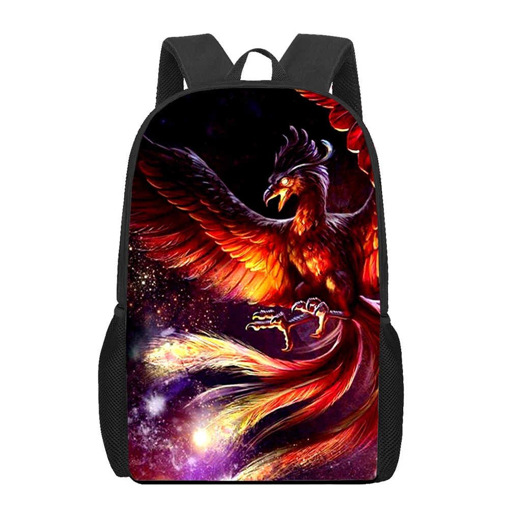 

Phoenix Myths Sunbird Art Print Backpack Boys Girls Teenager Kids Book Bag Woman Men Daily Casual Shoulder Bags Travel Rucksack