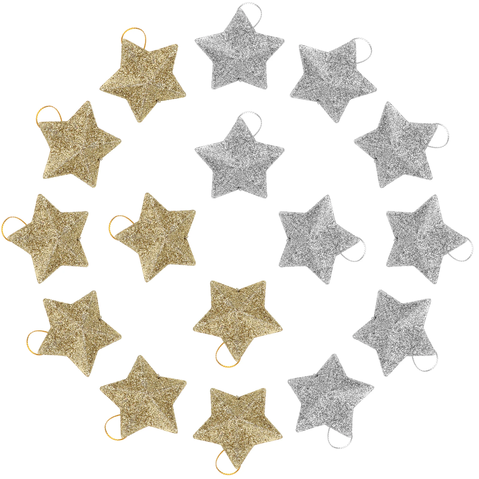 

60pcs Christmas Decoration Hanging Ornaments Glitter -Pointed Sparkly Finish For Holiday Party Scene Layout Backdrop