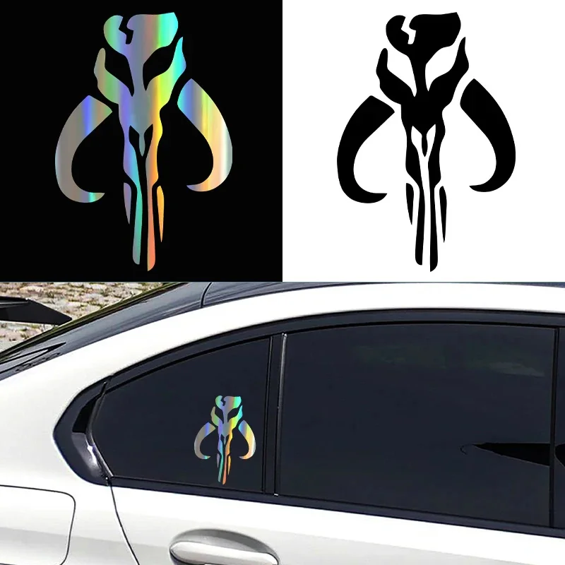 

Fashion Mandalorian Skull Boba Fett Car Stickers Car Motorcycle Helmet Laptop Accessories Reflective Vinyl Decals Hot Sale
