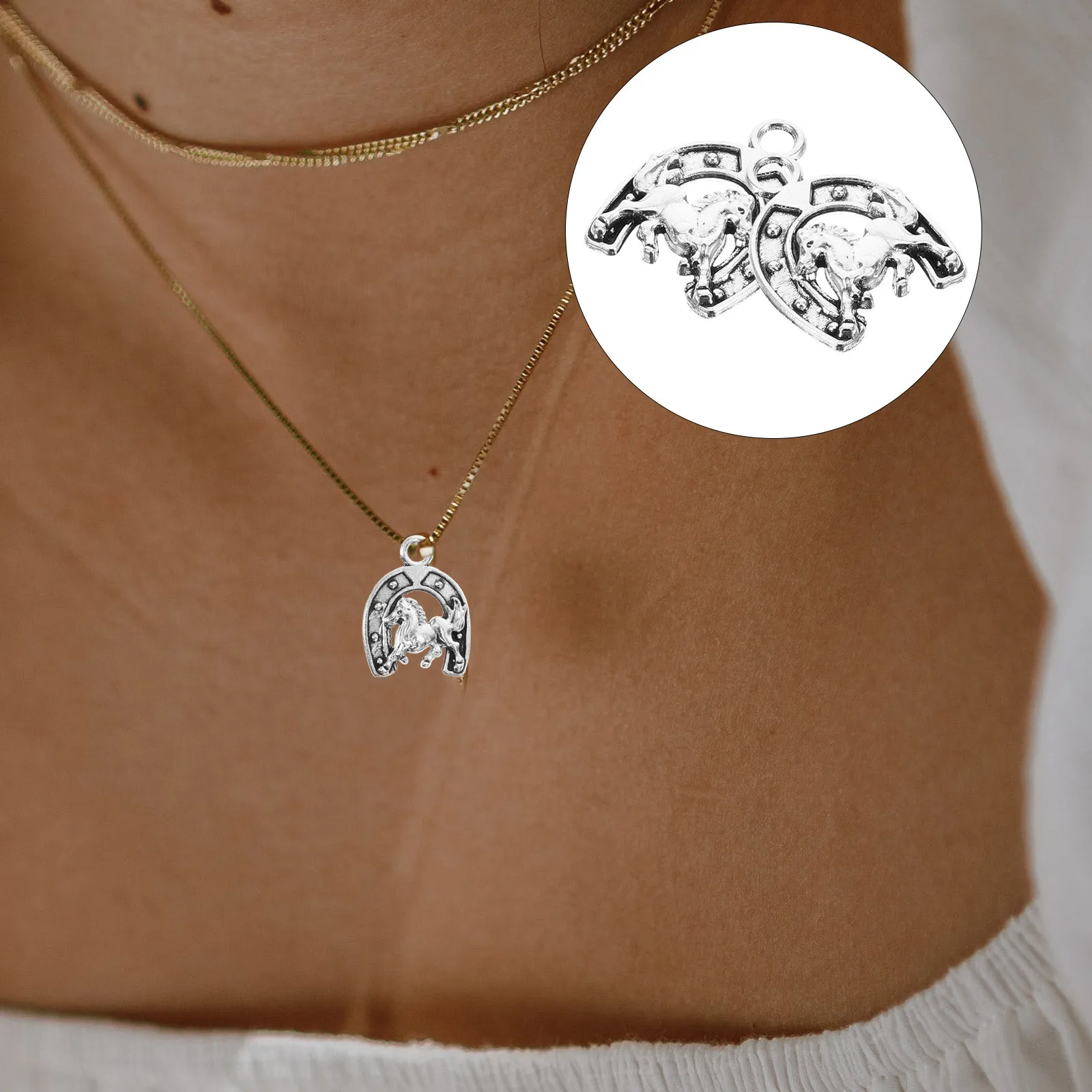 

50Pcs Alloy Horse Charms Western Cowboy DIY Pendant Necklace Keychain Jewelry Making Accessories DIY Pendant Charms