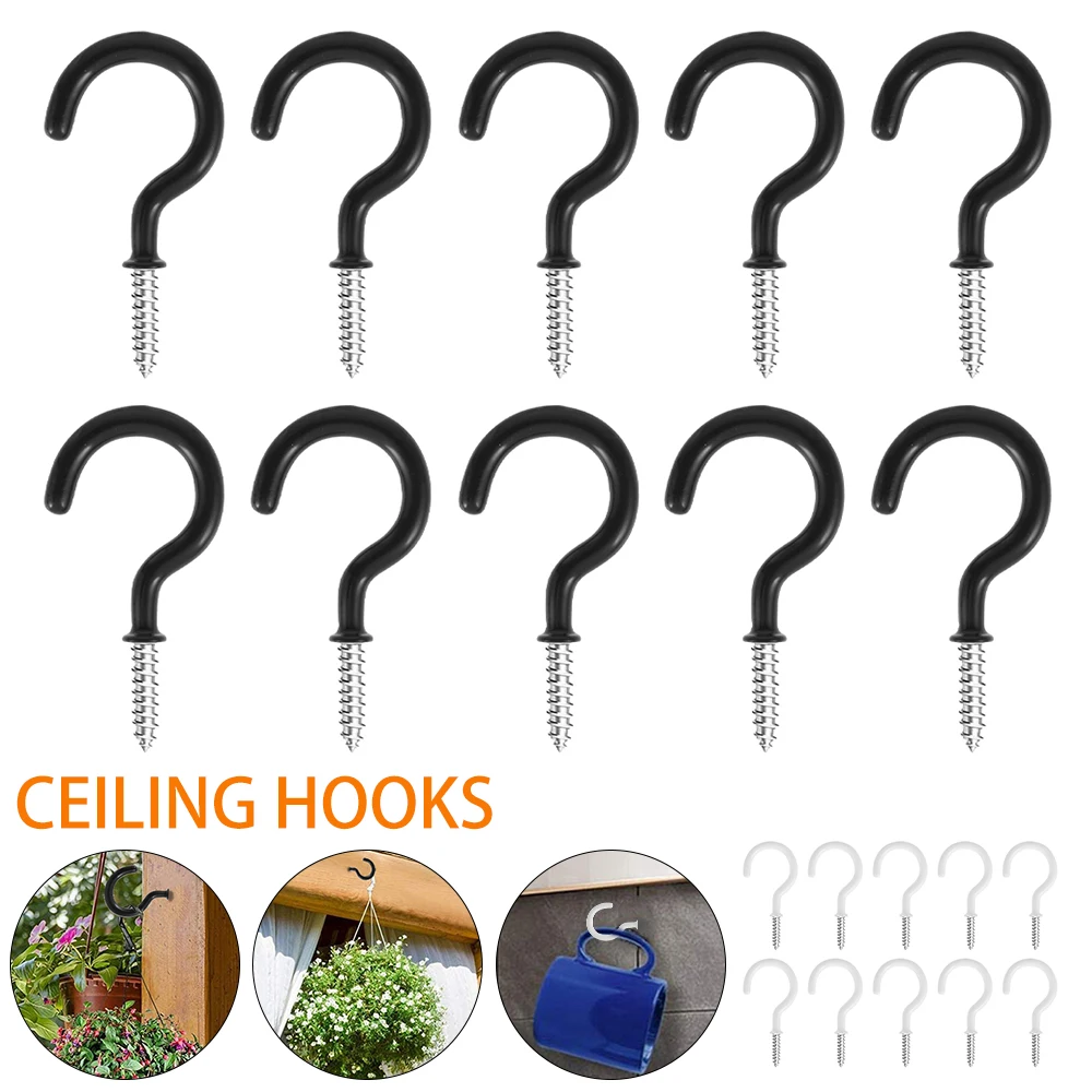 10/20Pcs Ceiling Screw Cup Hooks Heavy Duty Screw-In Ceiling Hooks Space Saving Plant Clothes Hooks for Outdoor Indoor Kitchen