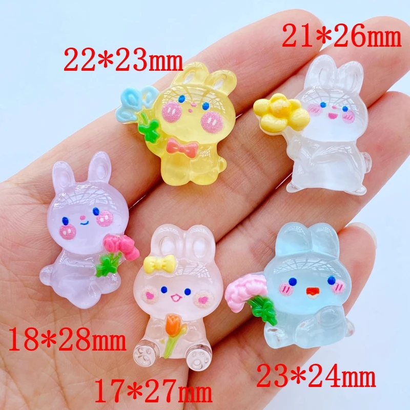 10Pcs New Cute Mini Cartoon Rabbit Series Flat Back Resin Cabochons Scrapbooking DIY Jewelry Craft Decoration Accessorie