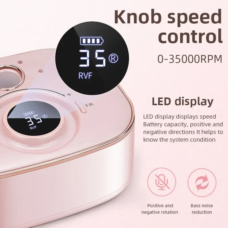 المهنية الكهربائية مسمار ساندر مجموعة 35000 دورة في الدقيقة منخفضة الضوضاء مانيكير الحفر LED عرض أدوات العناية بالأظافر اكسسوارات لاستخدام الصالون #2