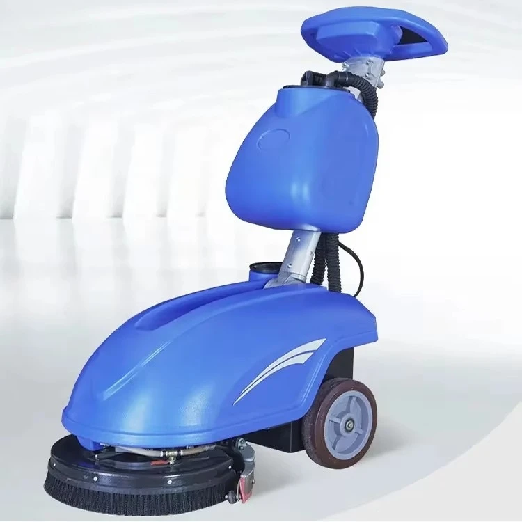 Pequena caminhada atrás da mão empurrar máquina automática de esfregar piso industrial comercial máquina de limpeza de piso de azulejo