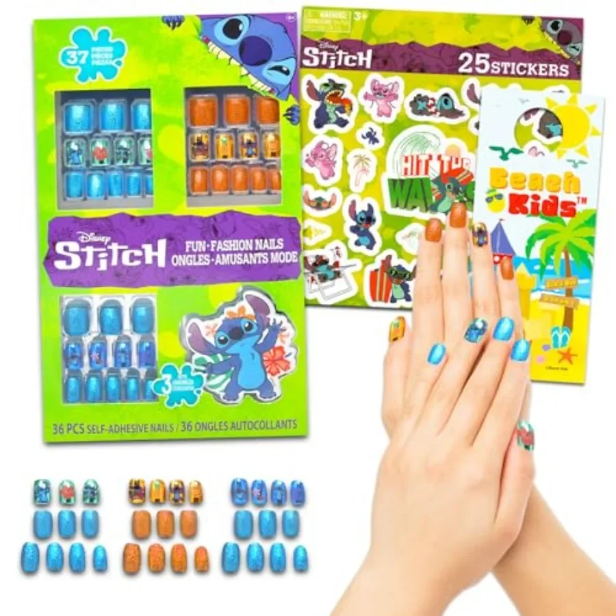 

Stitch Nail Art Stickers Set Bundle with 36 Lilo and Stitch PressOn Nails for Birthday Supplies Goodie Bags Party Decorations C