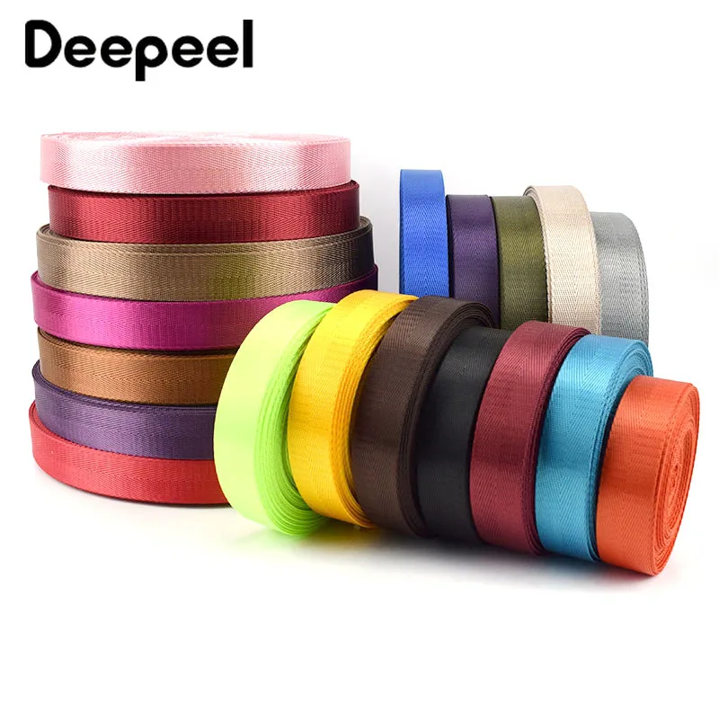 1Roll=45Meters 20mm Colored Nylon Webbing Grosgrain Ribbon Bag Backpack Strap Pet Collar Tape Safety Belt DIY Sewing Accessories