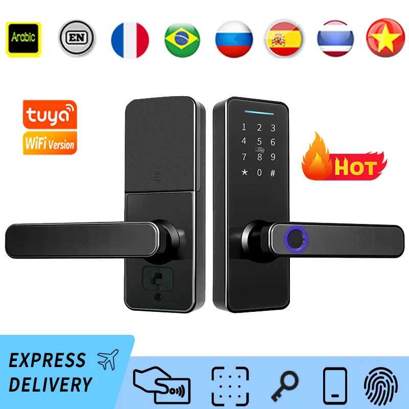 

Tuya WIFI Digital Electronic Smart Door Lock Remote Unlocking Keyless Entry Fingerprint Lock for Serviced apartments and home