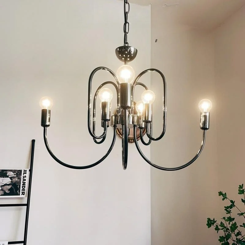 

Retro Minimalist Iron Branch Shape Chandelier for Restaurant Living Room Bedroom Pendant Lamps Interior Lighting Hanging Fixture