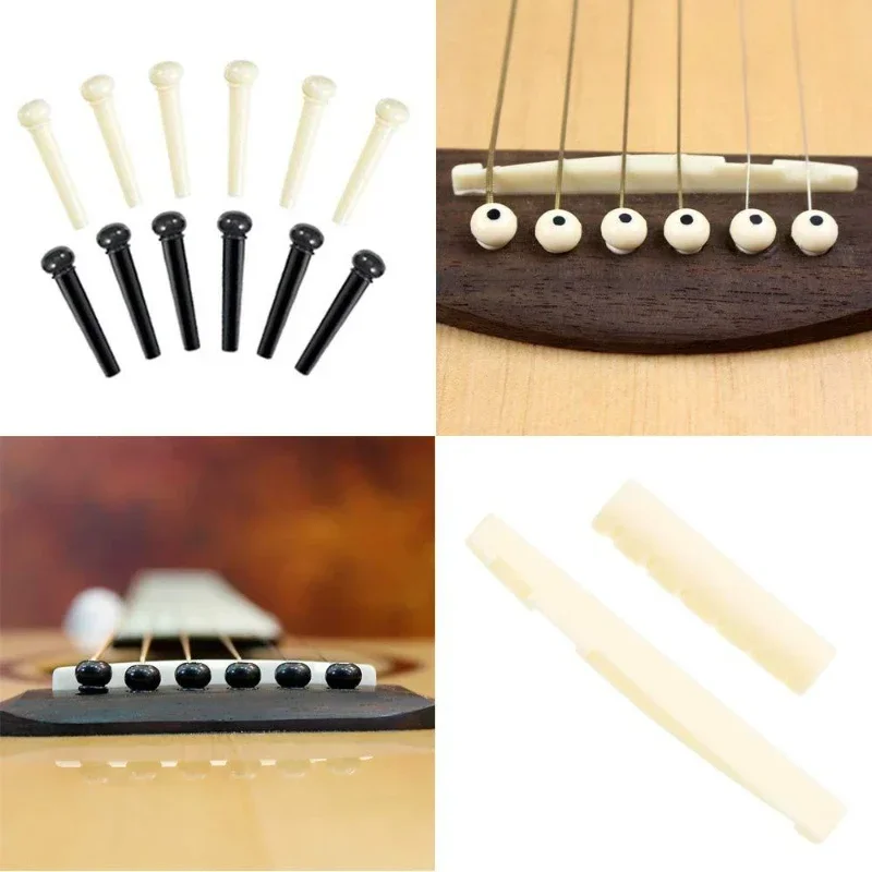 Portable 6-String Guitar Bridge Pins Saddle Nut Acoustic Cattle Tailpiece Plastic Guitar Accessories for Acoustic Guitar Quality