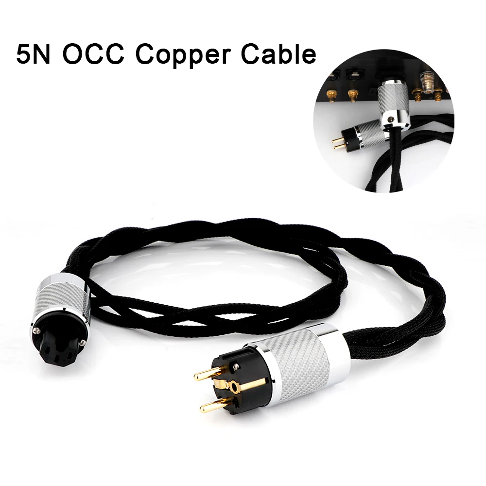 

HiFi 3Cores 5N OCC Copper Wire Audio Amplifier Carbon Fiber Rhodium Plating Plug PTE Birad Audiophile Power Cable For Amplifier