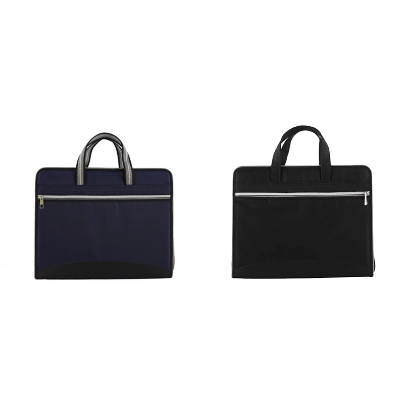 1 Piece Business Zipper Waterproof Insert File Bag 12 Oxford Cloth Organ Bag A4 Paper Folder Capacity Package Blue