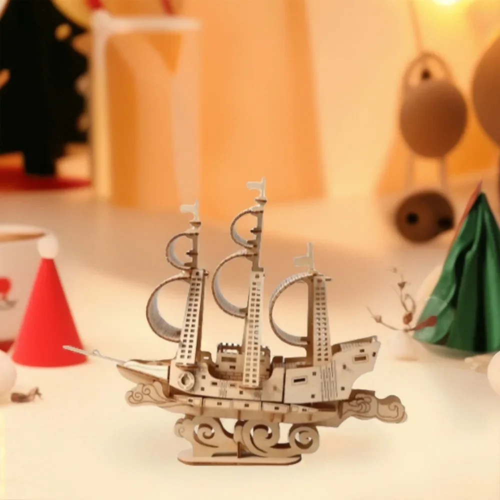 

3D Wooden Creative Sailboat Model Handmade DIY Ocean Sailboat Model Stereo Puzzle Assembly Toy Children's Gift Home Decoration