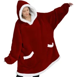 2024 Cross border Lazy Hoodie Women's Warm Clothes Lamb Fleece TV Blanket Hugging Hoodie TV Anti Cold Clothing