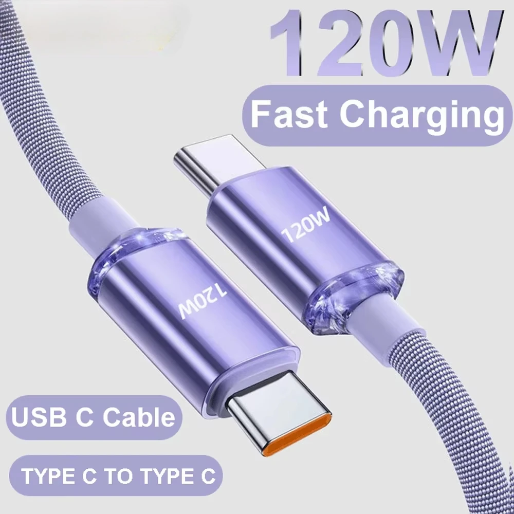 120 W Typ C auf Typ C Kabel PD Schnellladekabel für iPhone 16 Serie Schnellladung USB A auf USB C Datenkabel für Xiaomi Samsung